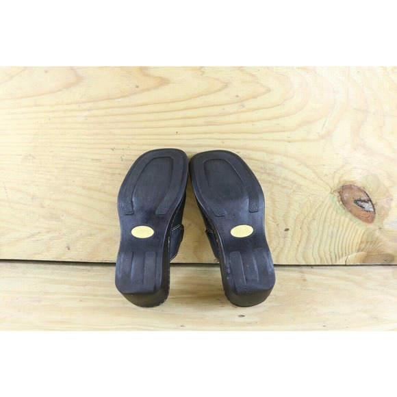 Born Wedge Women's Size 7 Handcrafted Leather Mules Clogs Black Hook and Loop - Picture 6 of 9